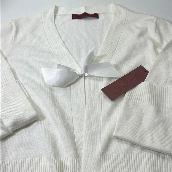 Elegant Women's V-Neck Sweater in Cream - Picture 16 of 16